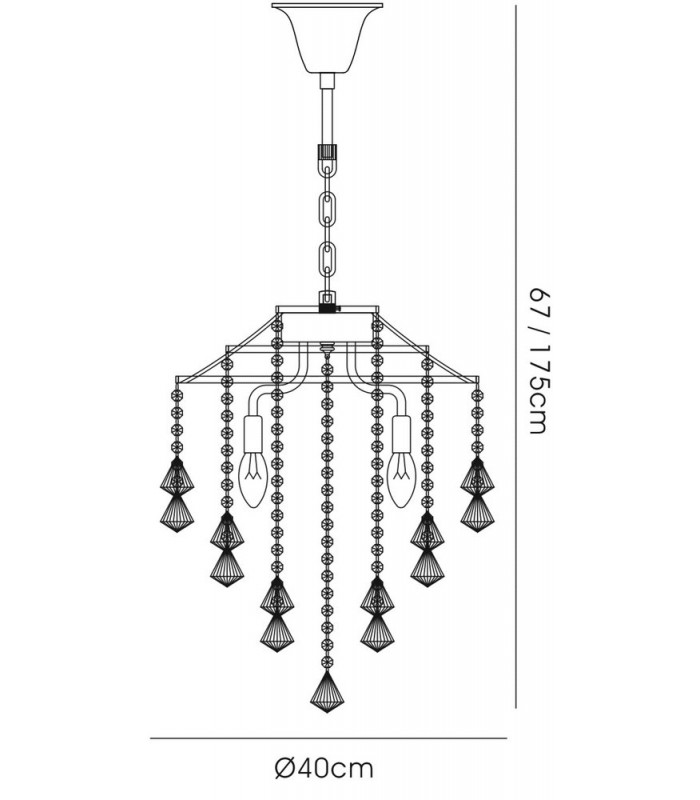 Ceiling Pendant 4 Light Polished Chrome, Crystal - 3