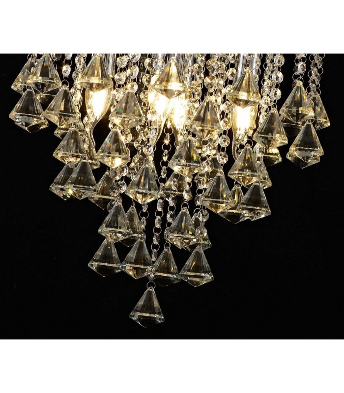 Ceiling Pendant 4 Light Polished Chrome, Crystal - 6