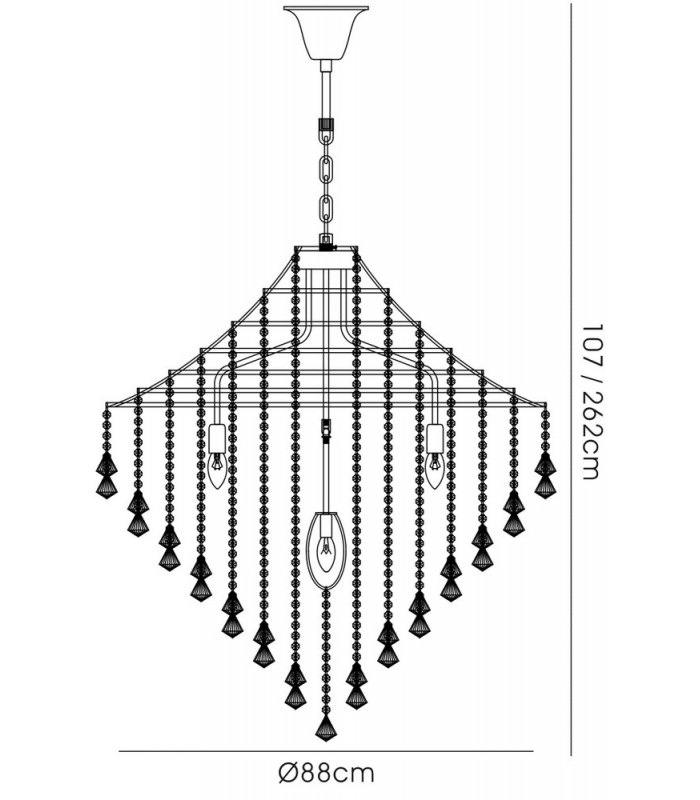 Ceiling Pendant 9 Light Polished Chrome, Crystal - 3