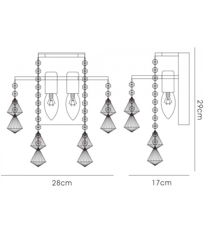 Wall Lamp Switched 2 Light Polished Chrome, Crystal - 3