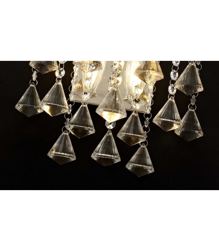 Wall Lamp Switched 2 Light Polished Chrome, Crystal - 5