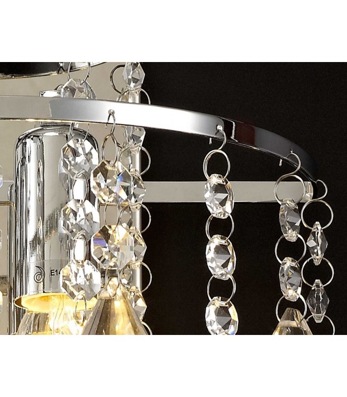 Wall Lamp Switched 2 Light Polished Chrome, Crystal - 7