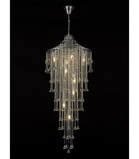 Tall Ceiling Cluster Pendant 9 Light Polished Chrome, Crystal - 2