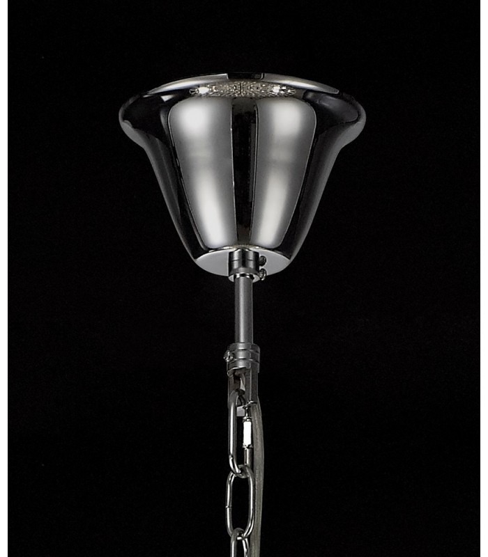 Tall Ceiling Cluster Pendant 9 Light Polished Chrome, Crystal - 4