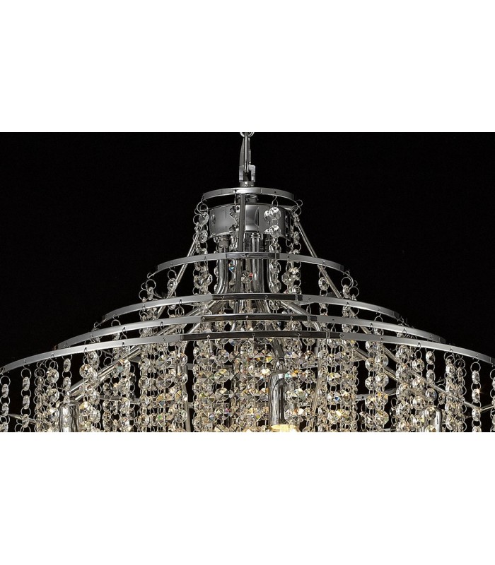 Tall Ceiling Cluster Pendant 9 Light Polished Chrome, Crystal - 5