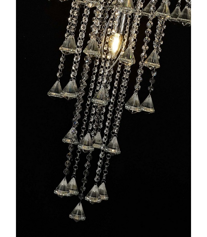 Tall Ceiling Cluster Pendant 9 Light Polished Chrome, Crystal - 6