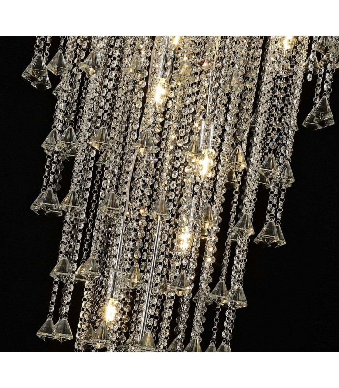 Tall Ceiling Cluster Pendant 9 Light Polished Chrome, Crystal - 7