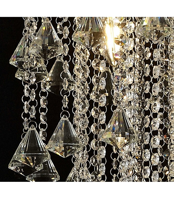 Tall Ceiling Cluster Pendant 9 Light Polished Chrome, Crystal - 8