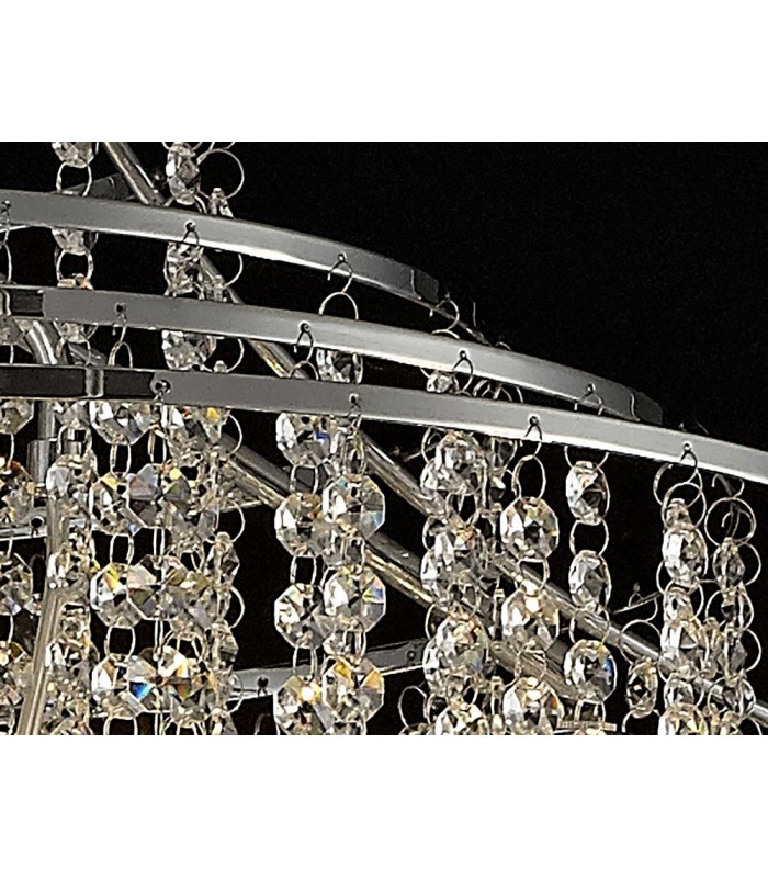 Tall Ceiling Cluster Pendant 9 Light Polished Chrome, Crystal - 9