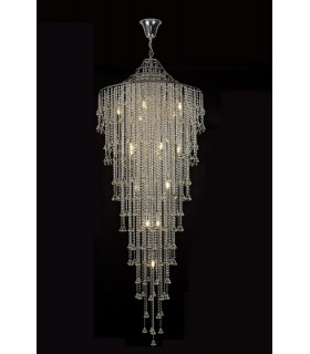Tall Ceiling Cluster Pendant 15 Light Polished Chrome, Crystal - 2