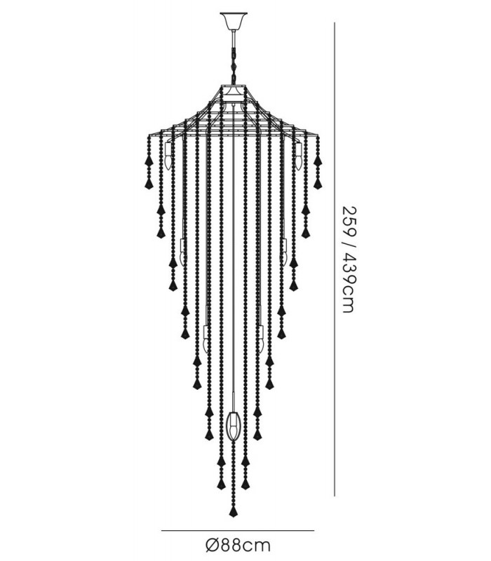 Tall Ceiling Cluster Pendant 15 Light Polished Chrome, Crystal - 3