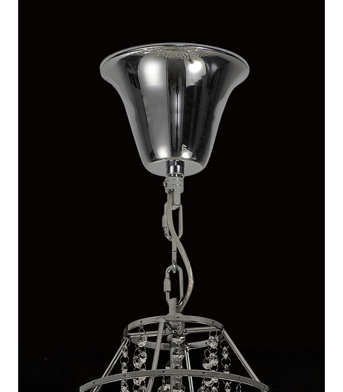 Tall Ceiling Cluster Pendant 15 Light Polished Chrome, Crystal - 4