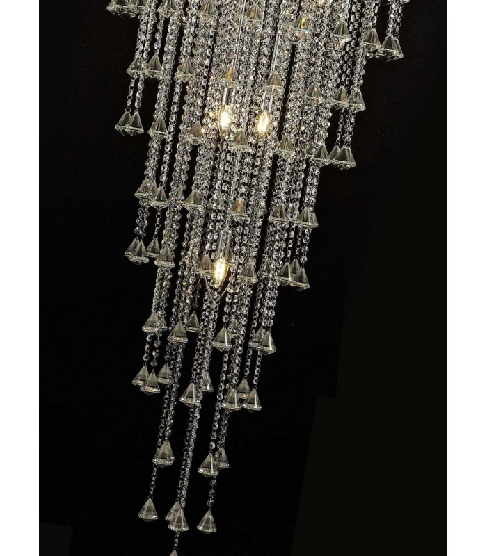 Tall Ceiling Cluster Pendant 15 Light Polished Chrome, Crystal - 5