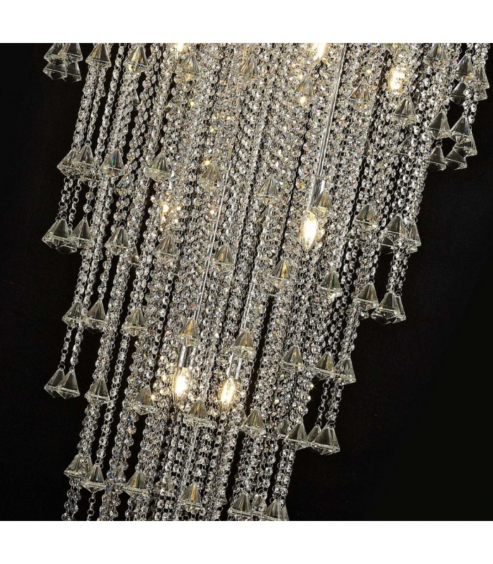 Tall Ceiling Cluster Pendant 15 Light Polished Chrome, Crystal - 6