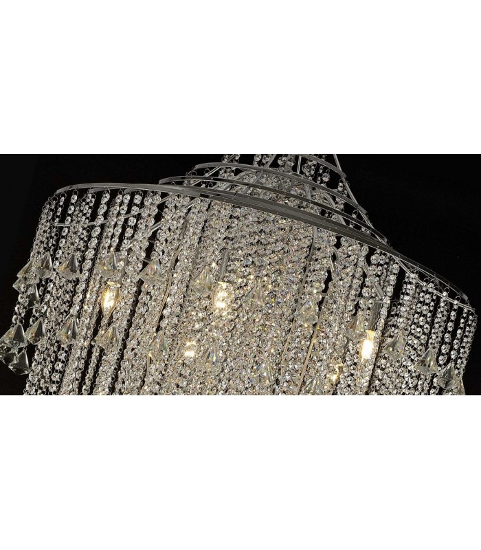 Tall Ceiling Cluster Pendant 15 Light Polished Chrome, Crystal - 7