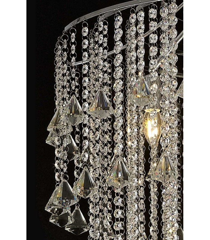 Tall Ceiling Cluster Pendant 15 Light Polished Chrome, Crystal - 8