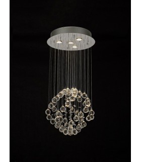 Ceiling Cluster Pendant Small Sphere 4 Light Polished Chrome, Crystal - 2