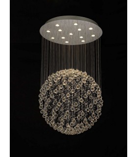 Ceiling Cluster Pendant Large Sphere 13 Light Polished Chrome, Crystal - 2