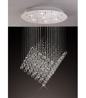 Ceiling Cluster Pendant Diamond 7 Light Polished Chrome, Crystal - 2