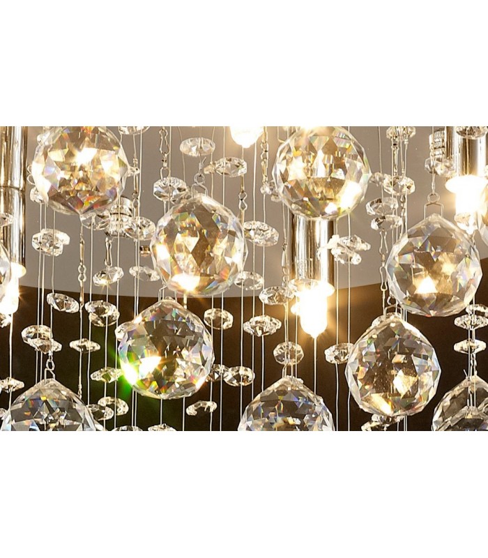 Semi Flush Ceiling Round 5 Light Polished Chrome, Crystal - 5