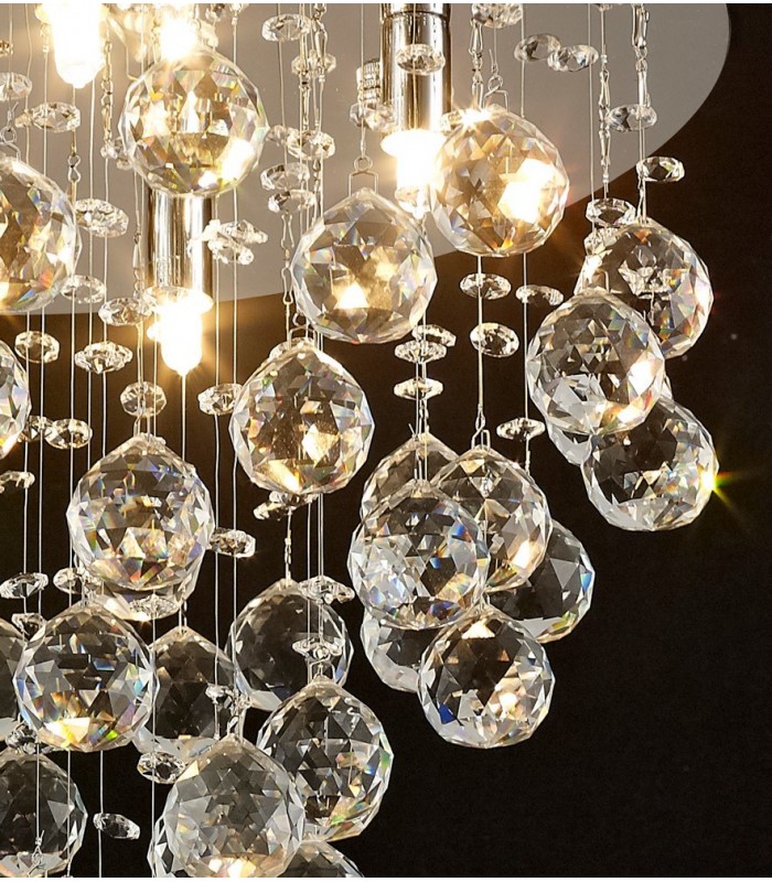 Semi Flush Ceiling Round 5 Light Polished Chrome, Crystal - 6