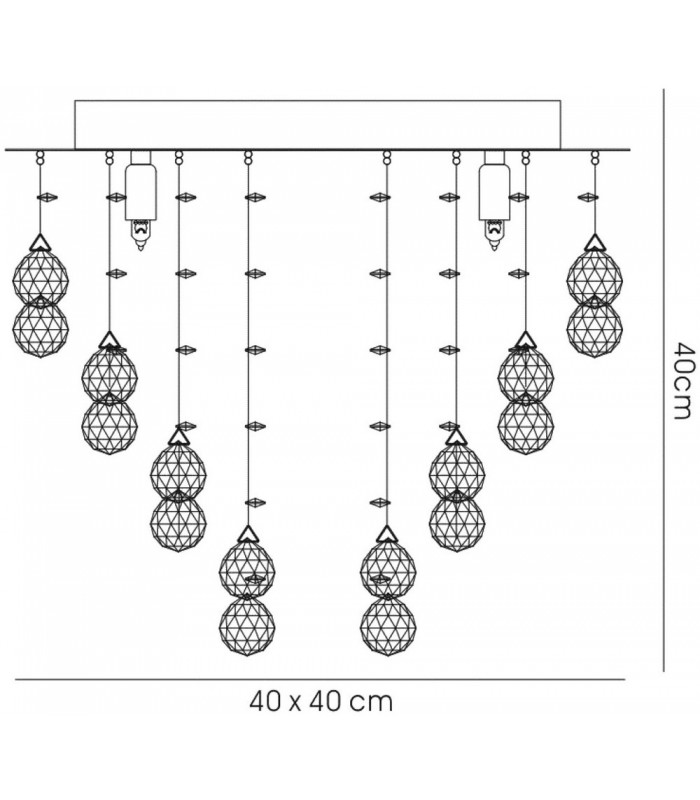 Semi Flush Ceiling Square 5 Light Polished Chrome, Crystal - 3