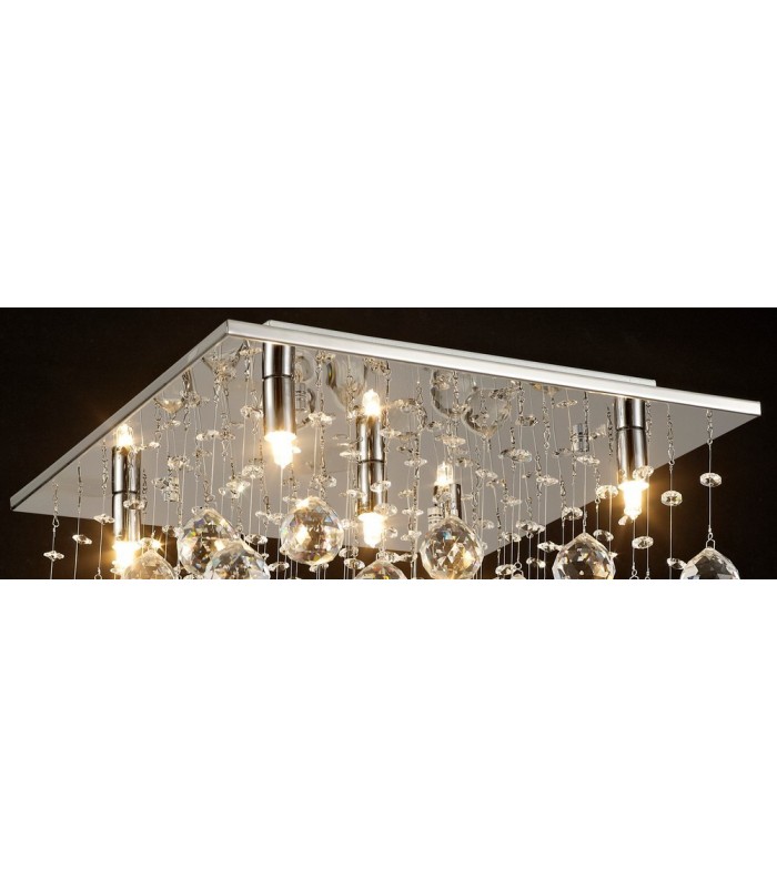 Semi Flush Ceiling Square 5 Light Polished Chrome, Crystal - 4