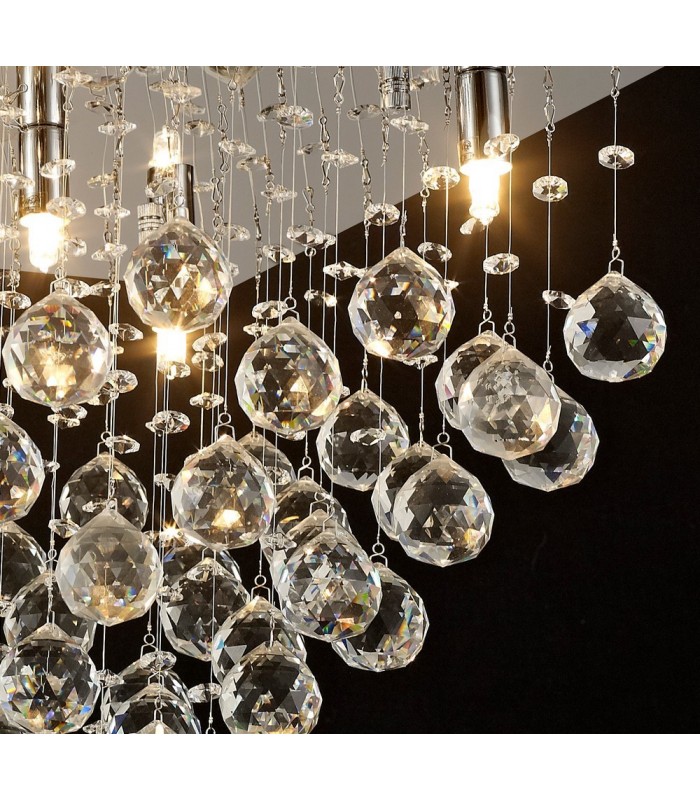 Semi Flush Ceiling Square 5 Light Polished Chrome, Crystal - 5