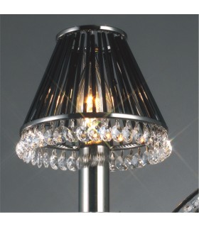 Clip-On Shade with Black Glass Rods Black Chrome, - 2