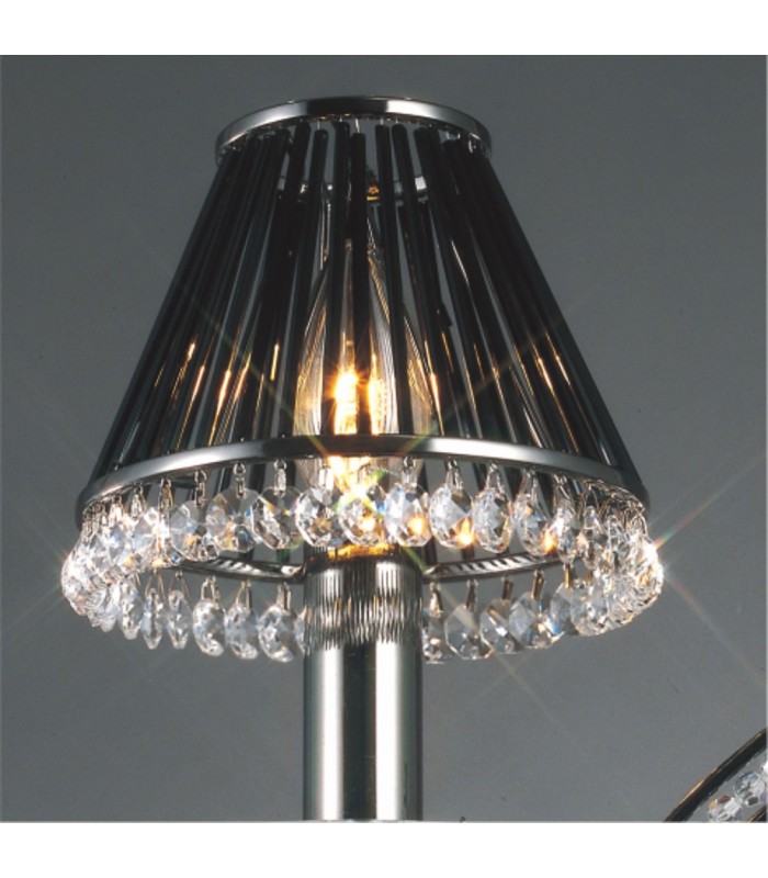 Clip-On Shade with Black Glass Rods Black Chrome, - 2