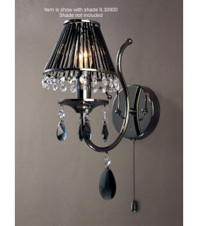 Wall Lamp 1 Candle Light Black Chrome, Crystal - 2