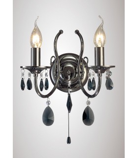 Wall Lamp 2 Candle Light Black Chrome, Crystal - 2