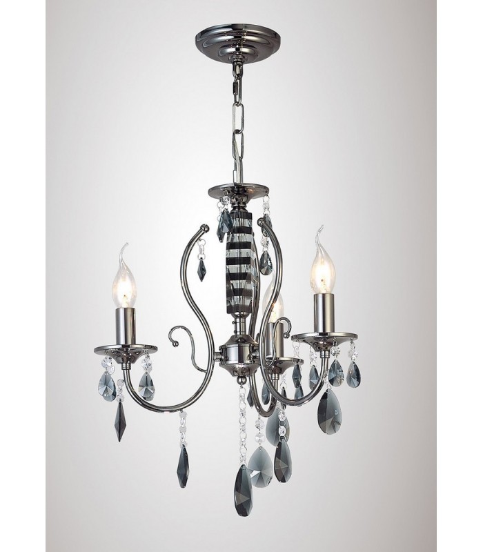 Ceiling 3 Light Black Chrome, Crystal - 2