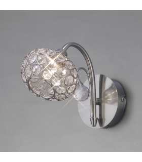 Wall Lamp Switched 1 Light Satin Nickel, Crystal - 2