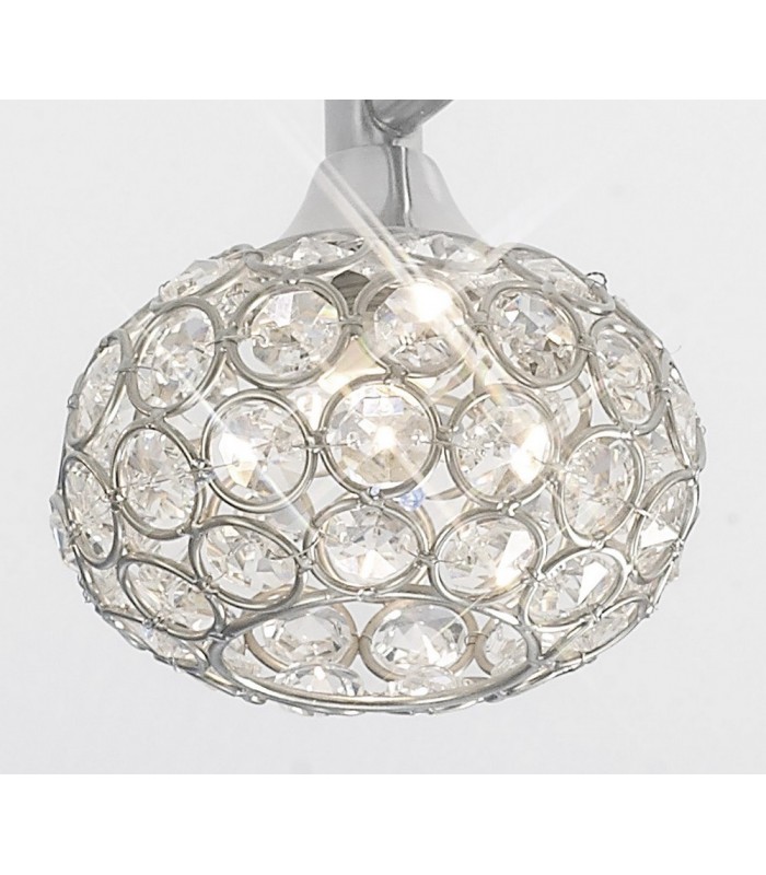 Flush Ceiling 8 Light Satin Nickel, Crystal - 7