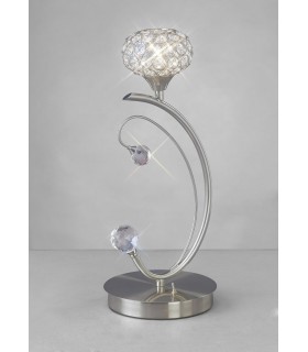 Table Lamp 1 Light Satin Nickel, Crystal - 2