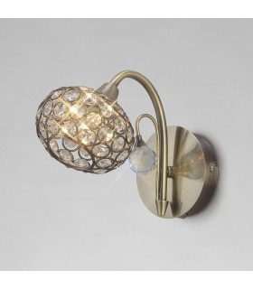 Wall Lamp Switched 1 Light Antique Brass, Crystal - 2