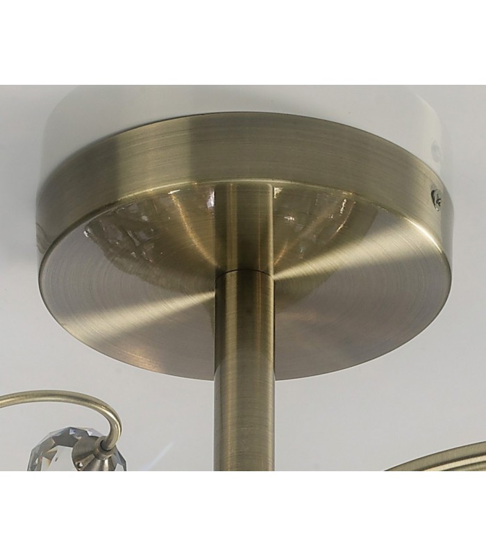 Flush Ceiling 3 Light Antique Brass, Crystal - 4