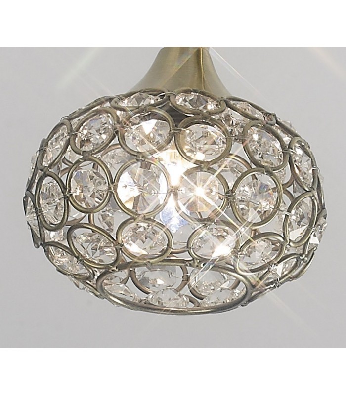 Flush Ceiling 3 Light Antique Brass, Crystal - 6