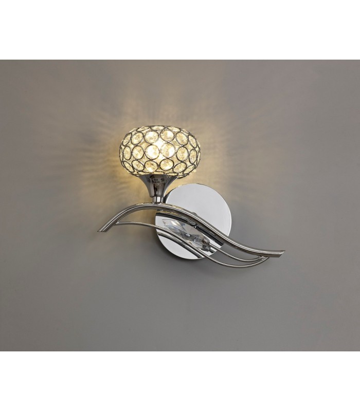 Wall Lamp Switched 1 Light Left Polished Chrome, Crystal - 2