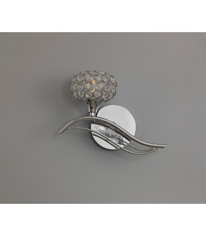Wall Lamp Switched 1 Light Left Polished Chrome, Crystal - 8