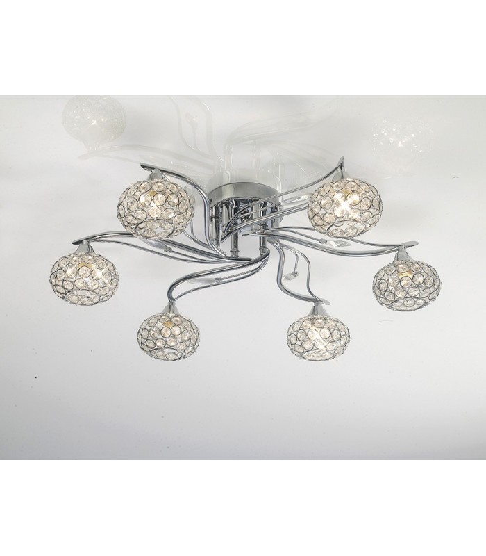 Flush Ceiling 6 Light Polished Chrome, Crystal - 2
