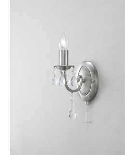 Wall Lamp Switched 1 Candle Light Satin Nickel, Crystal - 2