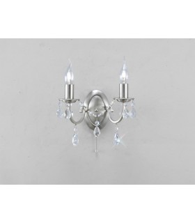 Wall Lamp Switched 2 Candle Light Satin Nickel, Crystal - 2