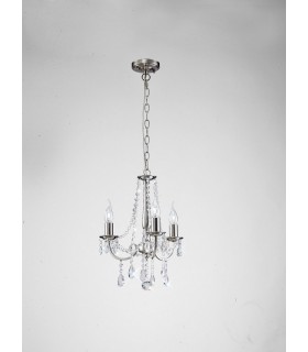Ceiling Pendant Chandelier 3 Light Satin Nickel, Crystal - 2