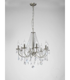 Ceiling Pendant Chandelier 8 Light Satin Nickel, Crystal - 2