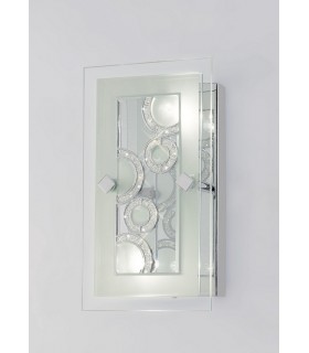 Wall Lamp, Ceiling Rectangle with Circle Pattern 2 Light Polished Chrome, Crystal - 2