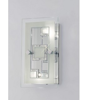 Wall Lamp, Ceiling Rectangle with Square Pattern 2 Light Polished Chrome, Crystal - 2