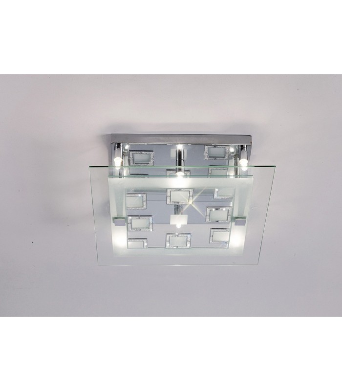Ceiling Square with Square Pattern 6 Light Polished Chrome, Crystal - 2
