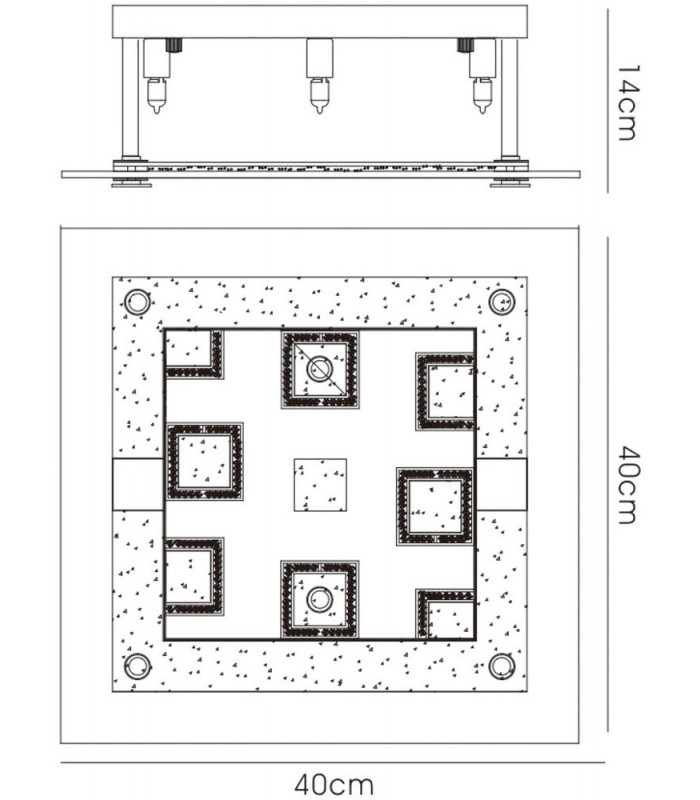 Ceiling Square with Square Pattern 6 Light Polished Chrome, Crystal - 3